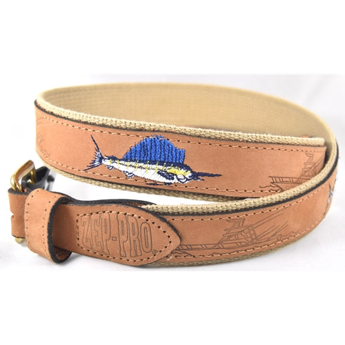 ZEP-PRO Leather Canvas Woven Ribbon Fishing Belt MARLIN PINK pic size