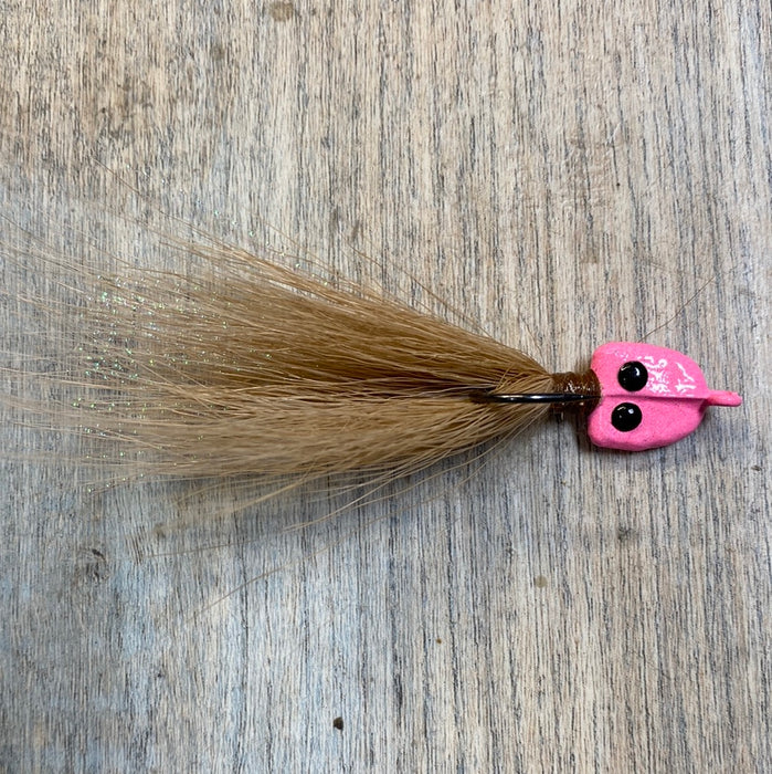 Bucktail Jig 1/4oz (Pink Head, Tan or Brown Body)