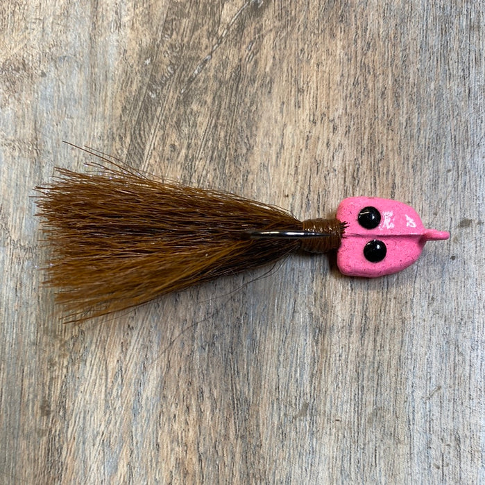 Bucktail Jig 1/4oz (Pink Head, Tan or Brown Body)